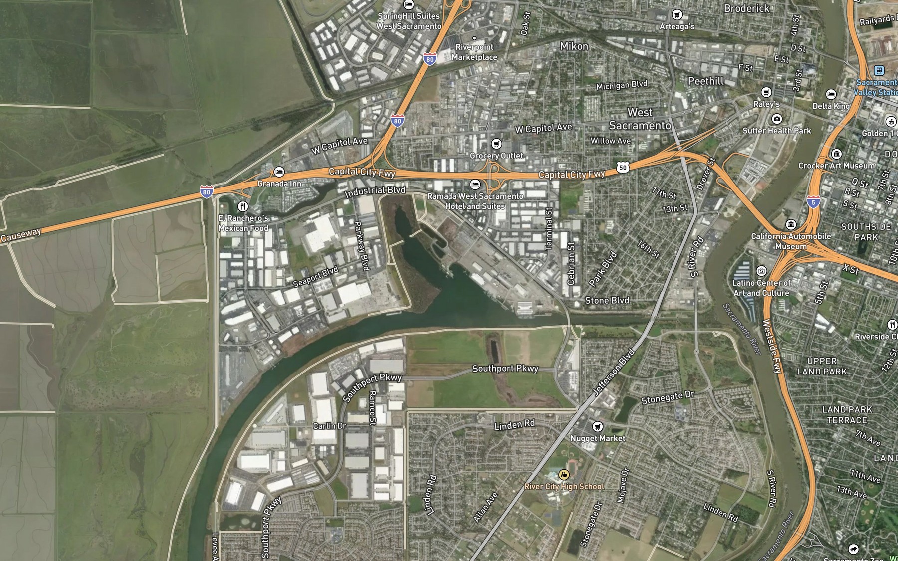 Satellite map of the Lake Washington