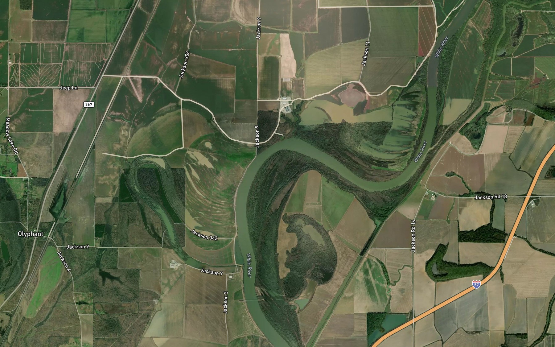 Satellite map of the Stalcup Bend