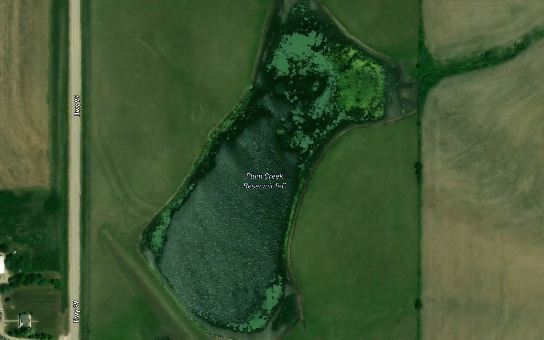 Satellite map of the Plum Creek Reservoir 5-C