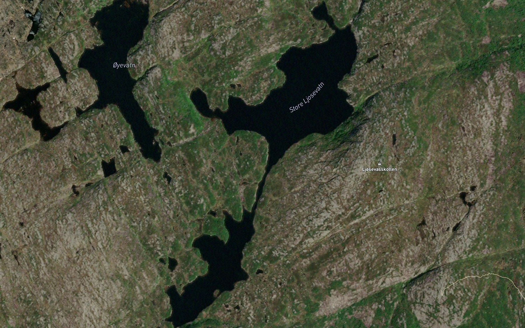 Satellite map of the Ljosevatn,store