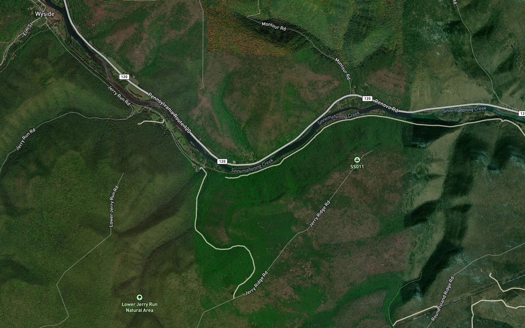Satellite map of the Pfoutz Run