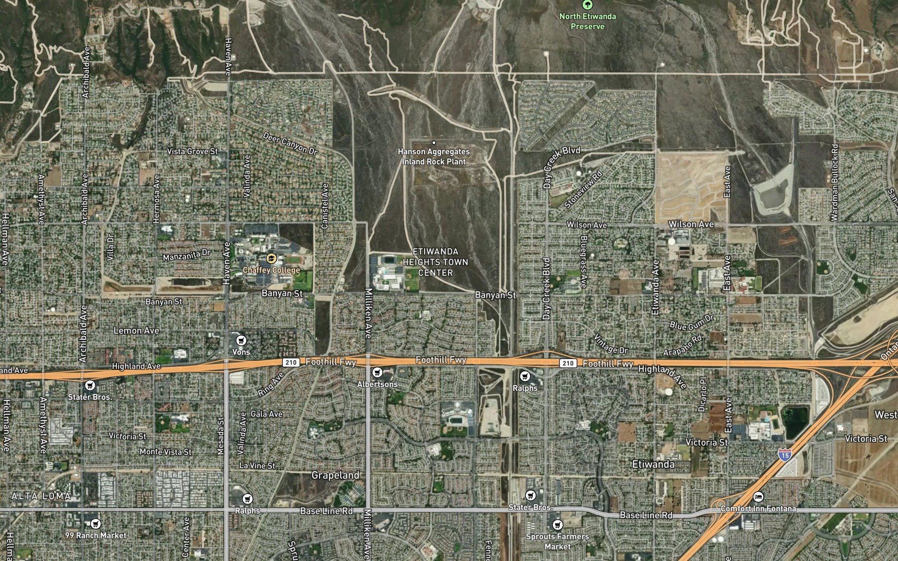 Satellite map of the Day Canyon Wash