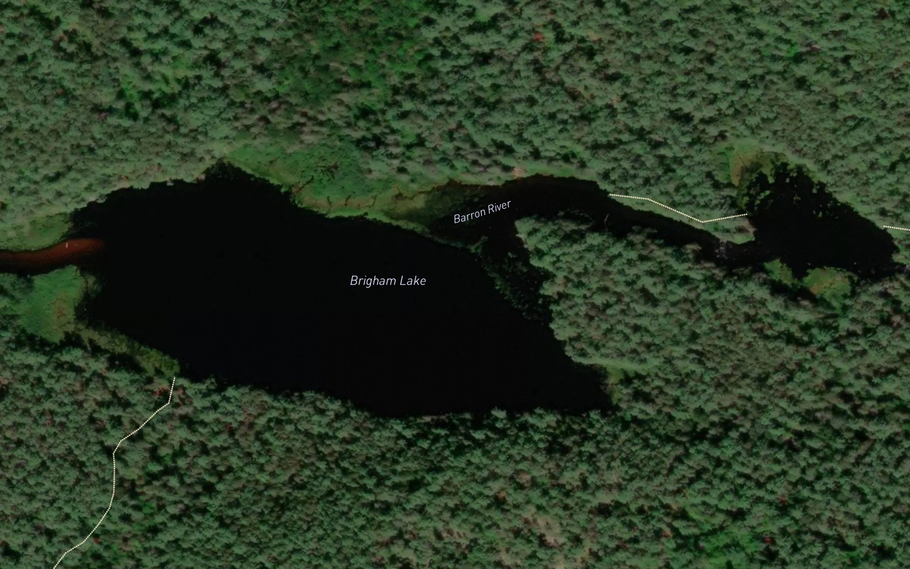 Satellite map of the Brigham Lake