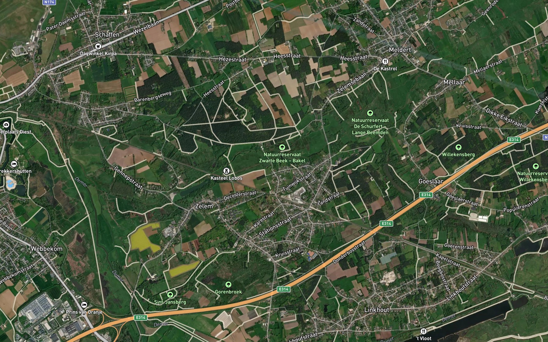 Satellite map of the Bakels Beek
