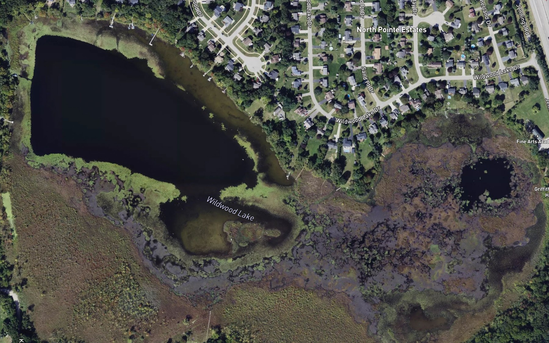 Satellite map of the Wildwood Lake