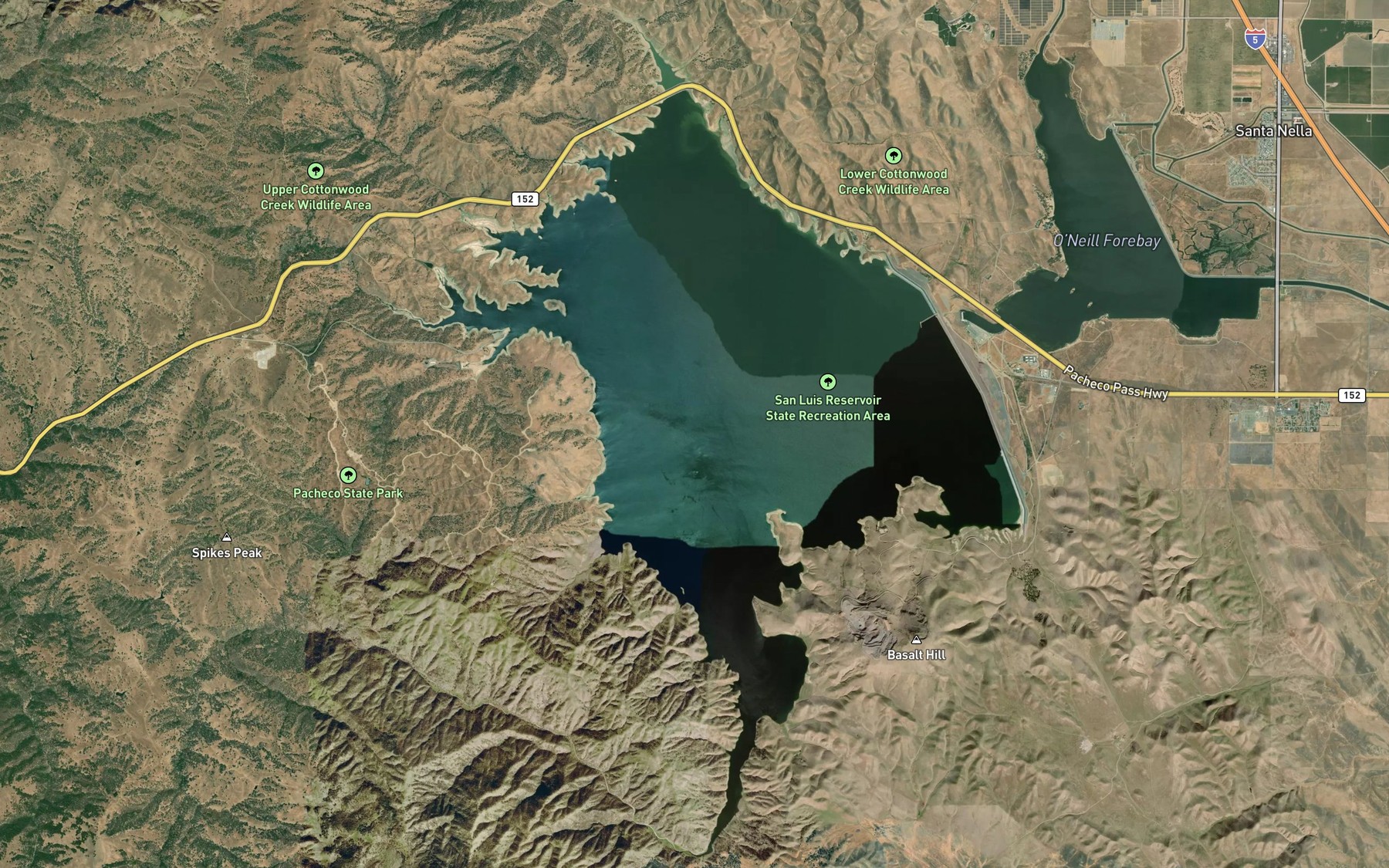 Satellite map of the San Luis Reservoir