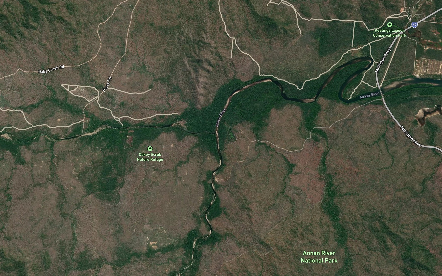 Satellite map of the Oaky Creek
