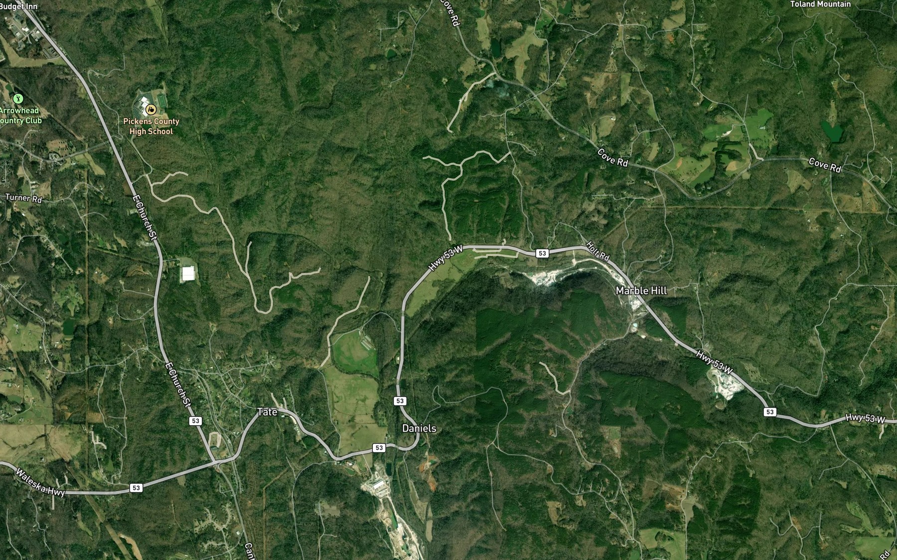 Satellite map of the Darnell Creek