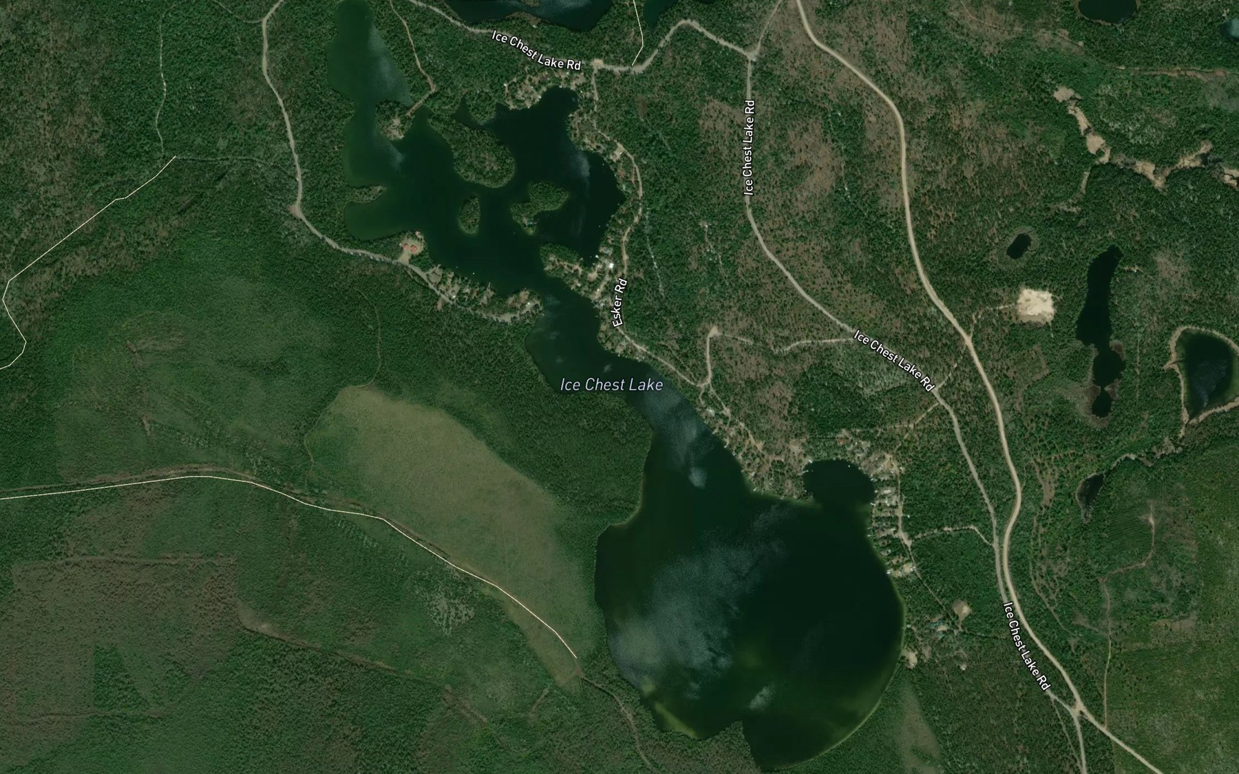 Satellite map of the Ice Chest Lake
