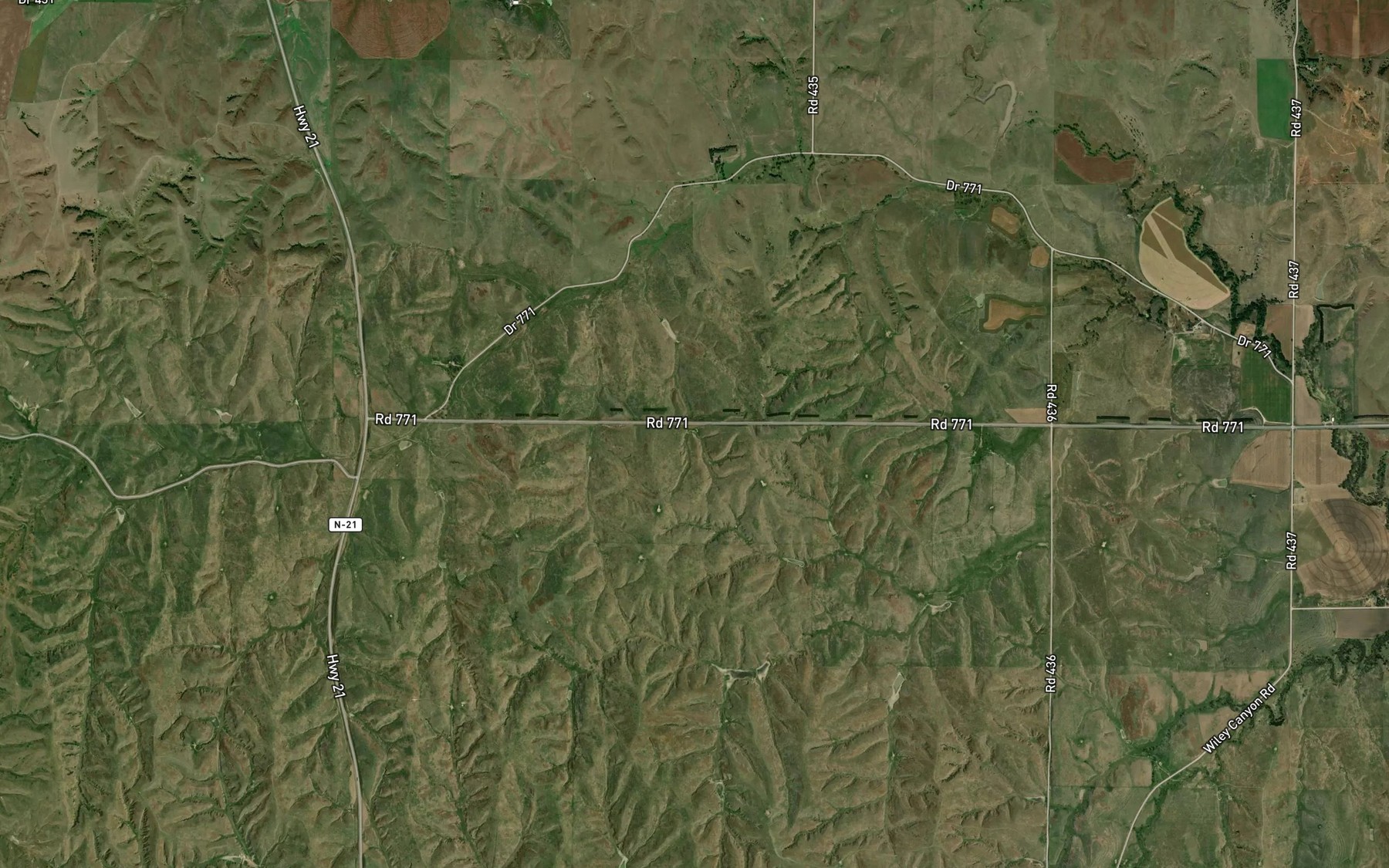 Satellite map of the Dawson Company Road Dam Reservoir Number 4