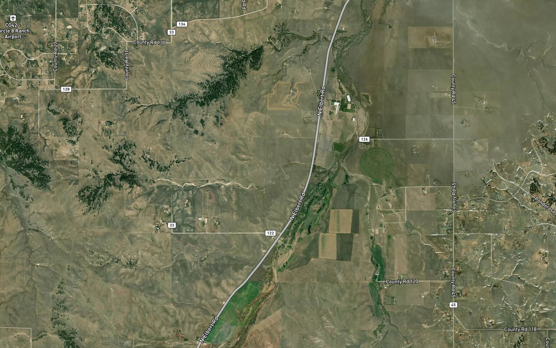 Satellite map of the Kiowa Creek Watershed 2-B-10 Reservoir
