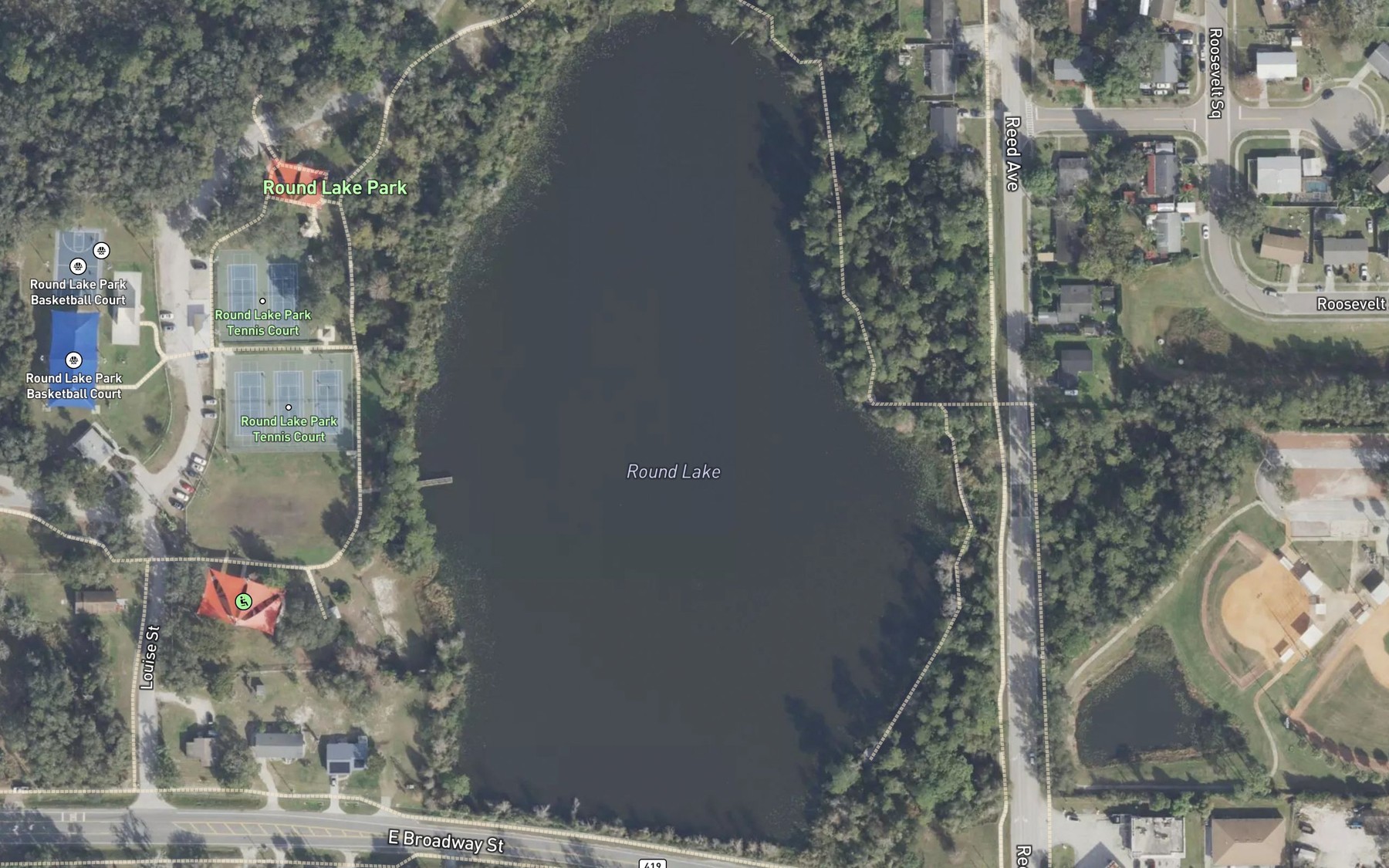 Satellite map of the Round Lake