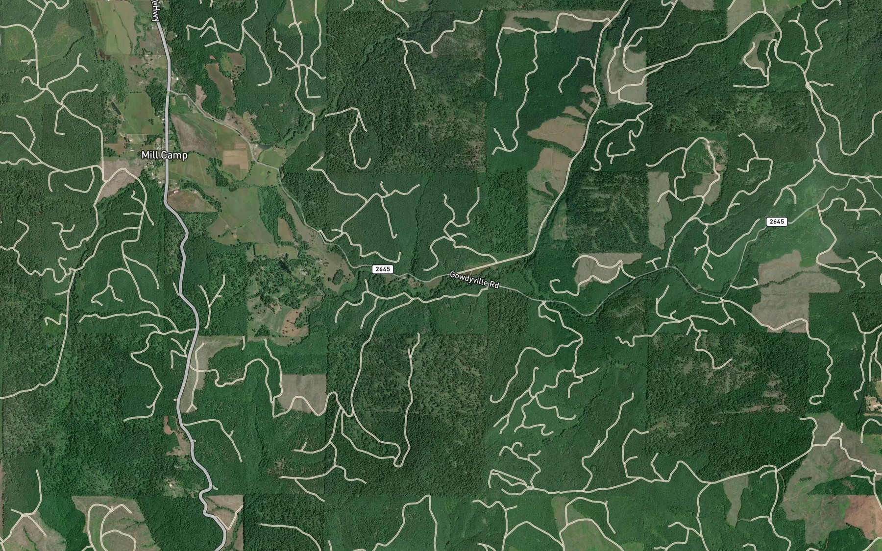 Satellite map of the Tucker Creek