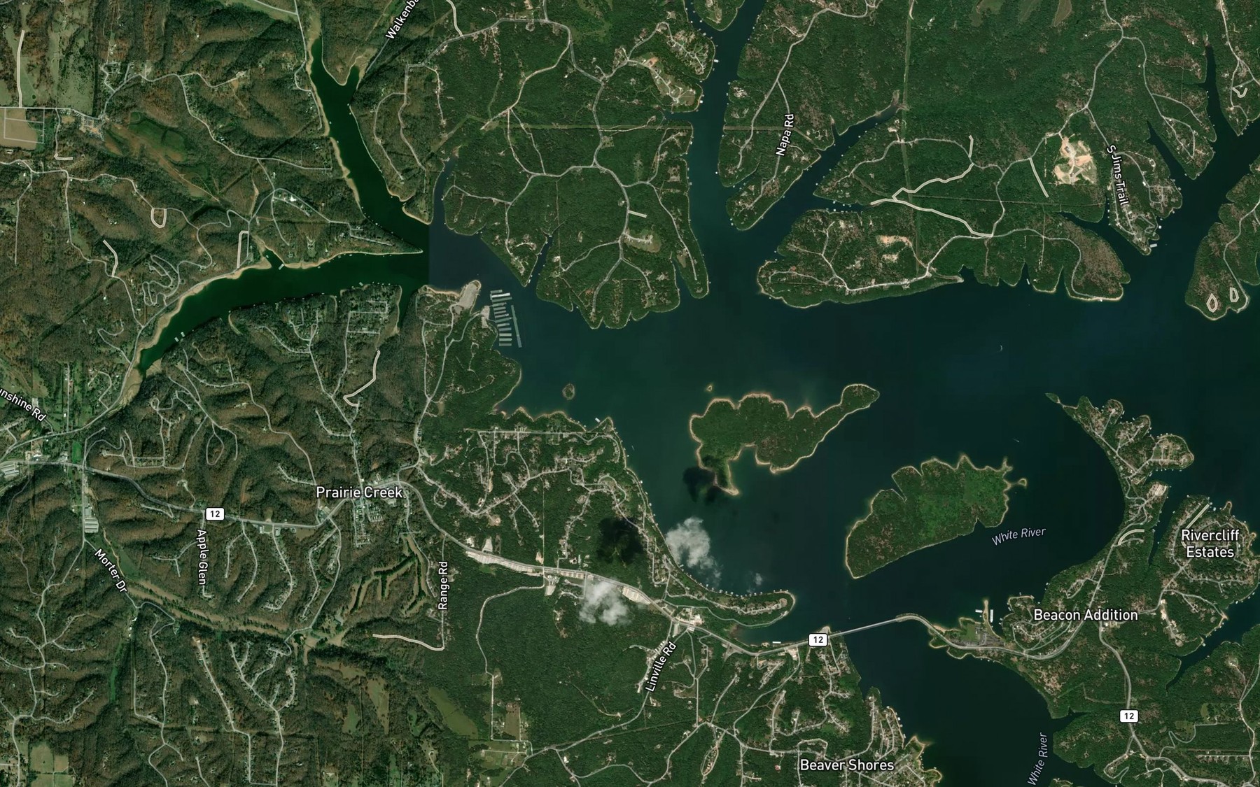 Satellite map of the Prairie Creek