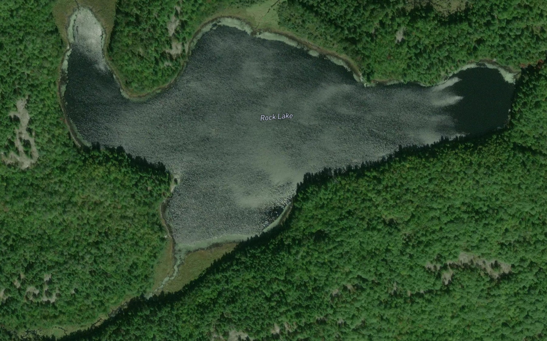Satellite map of the Rock Lake