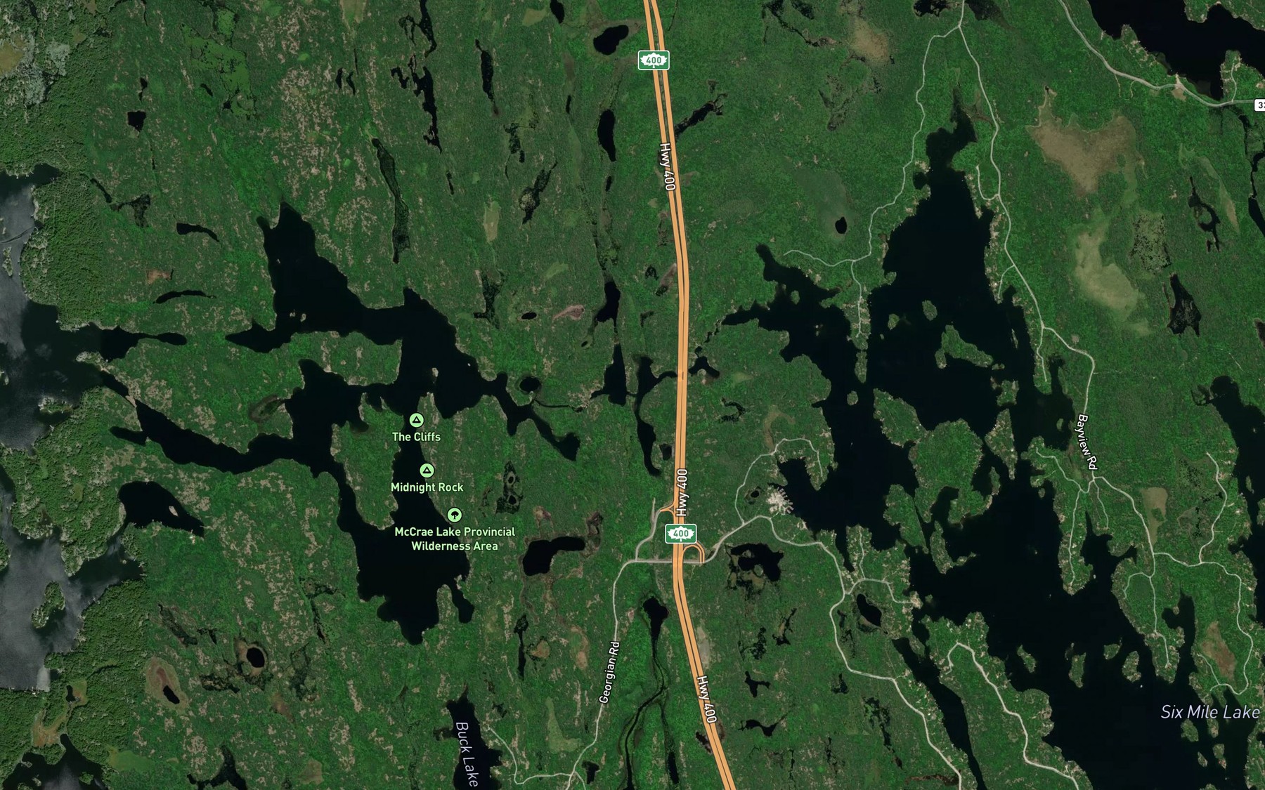 Satellite map of the McDonald Lake