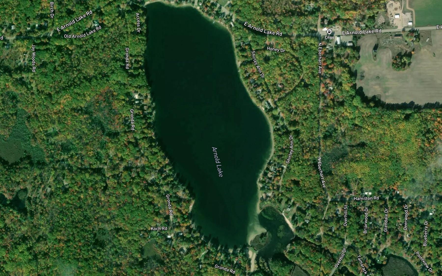Satellite map of the Arnold Lake