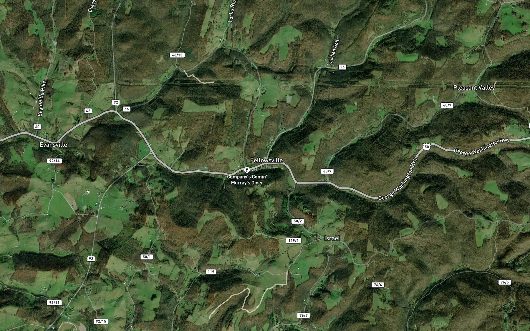 Satellite map of the Left Fork Little Sandy Creek