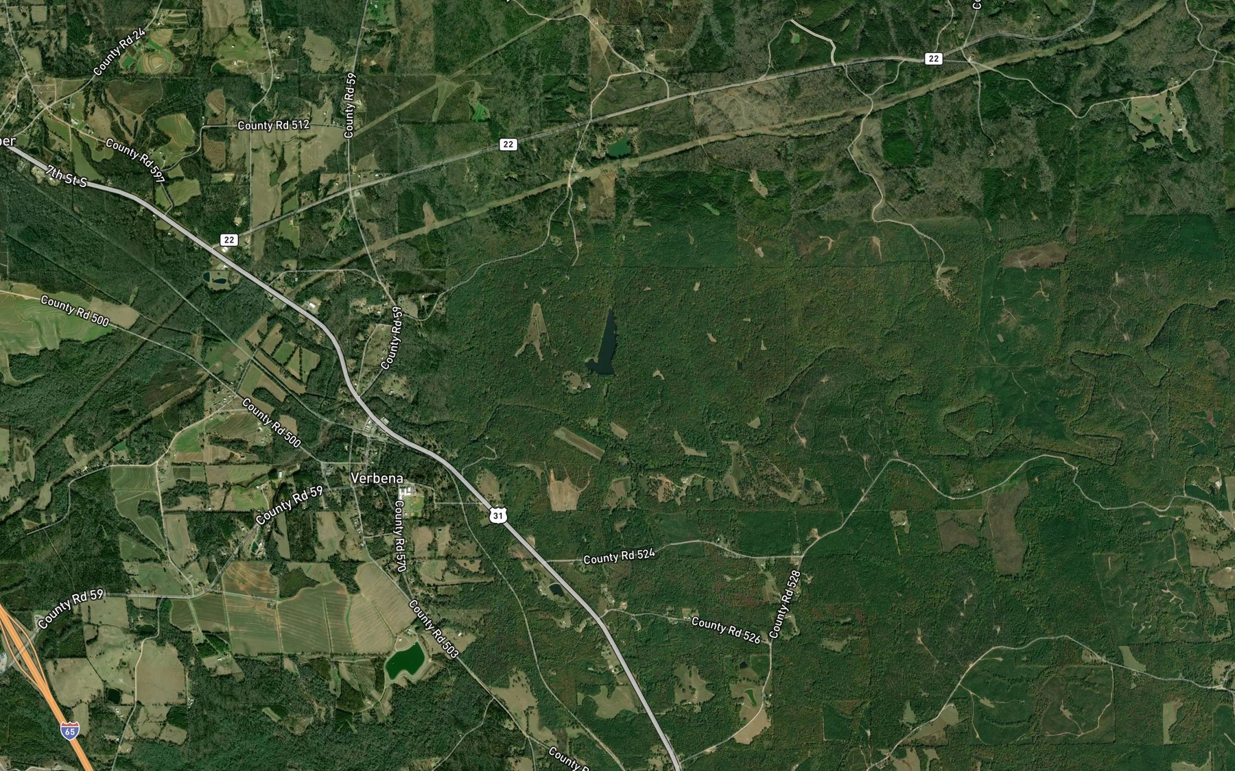 Satellite map of the Woodward Lake