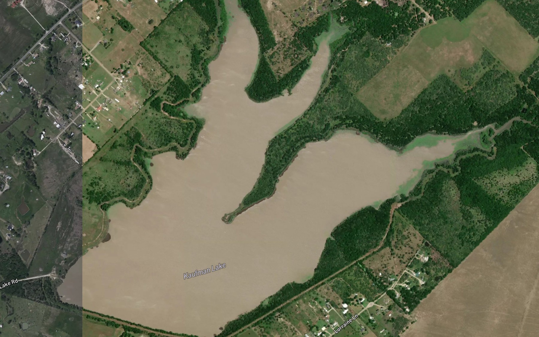 Satellite map of the Kaufman Lake