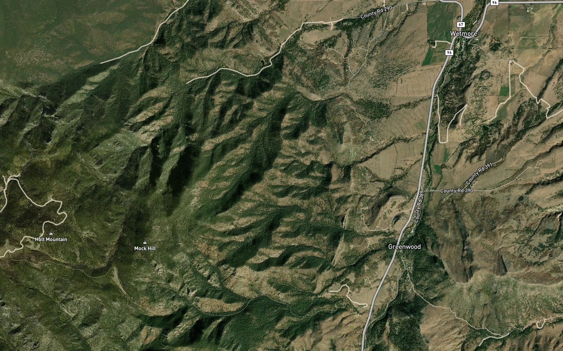 Satellite map of the Florence Number 1 and 2 Reservoir