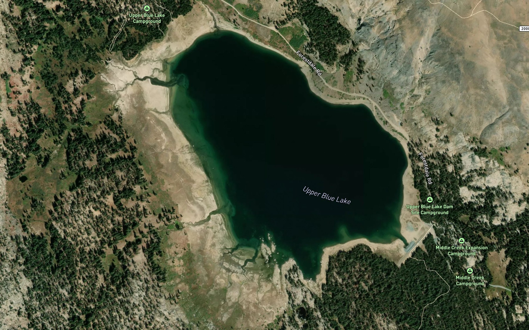 Satellite map of the Upper Blue Lake