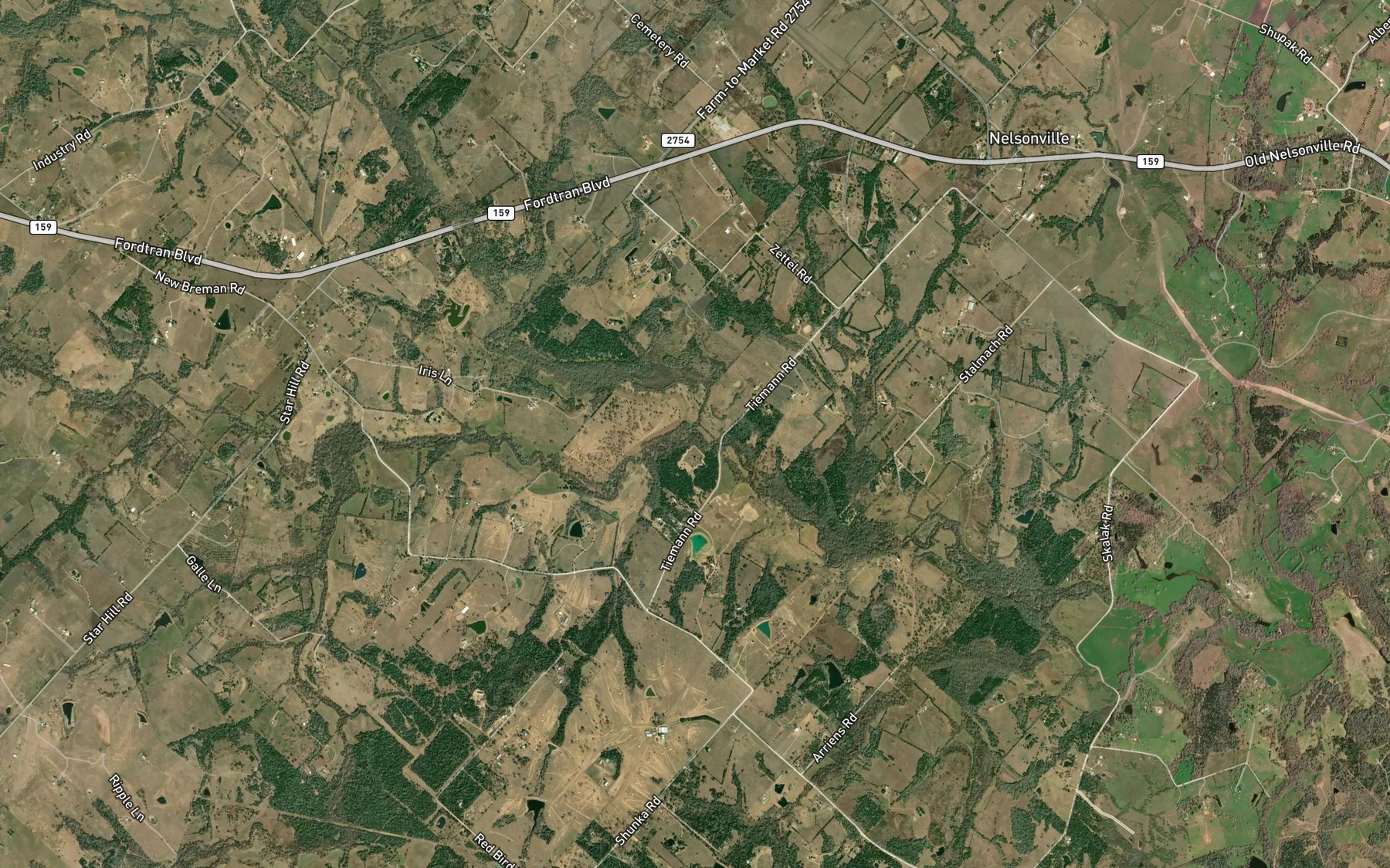 Satellite map of the Sandy Creek