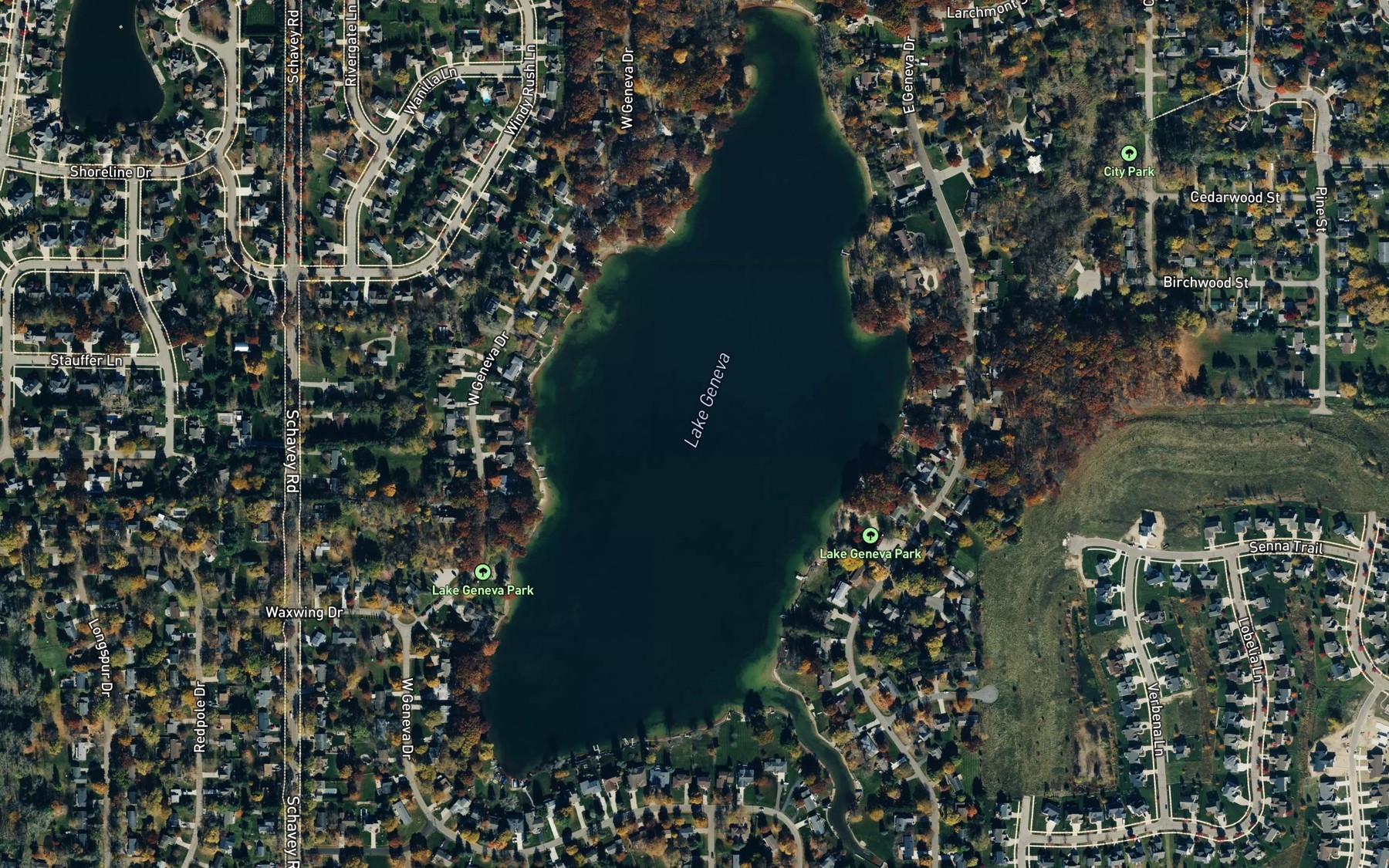 Satellite map of the Lake Geneva