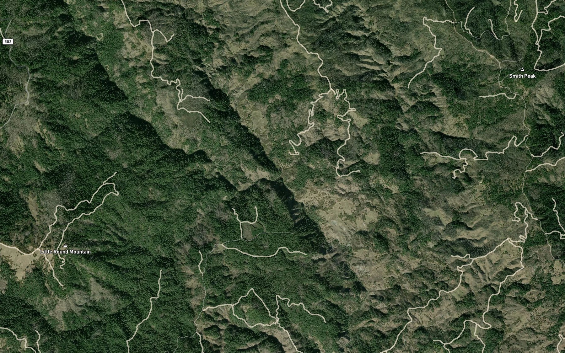 Satellite map of the East Fork Bradburn Creek