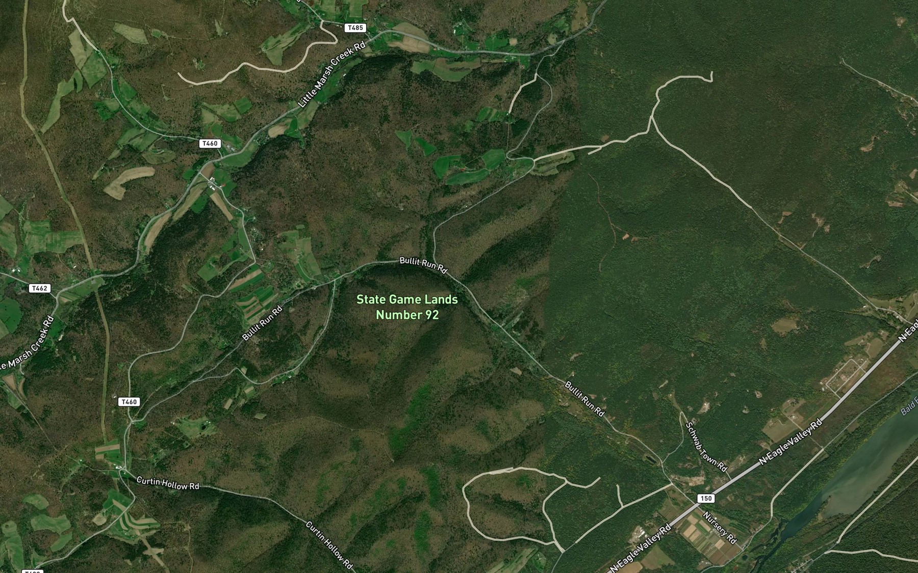 Satellite map of the Stone Run
