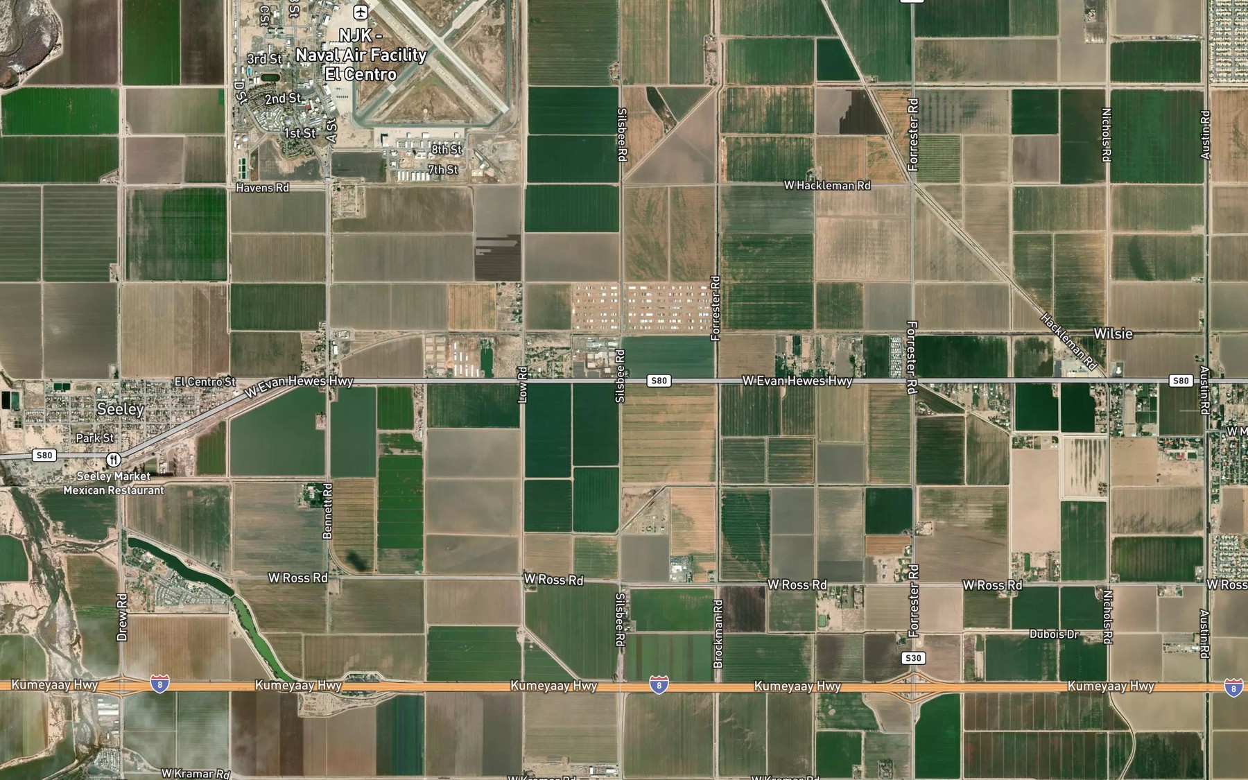 Satellite map of the Central Drain Eight