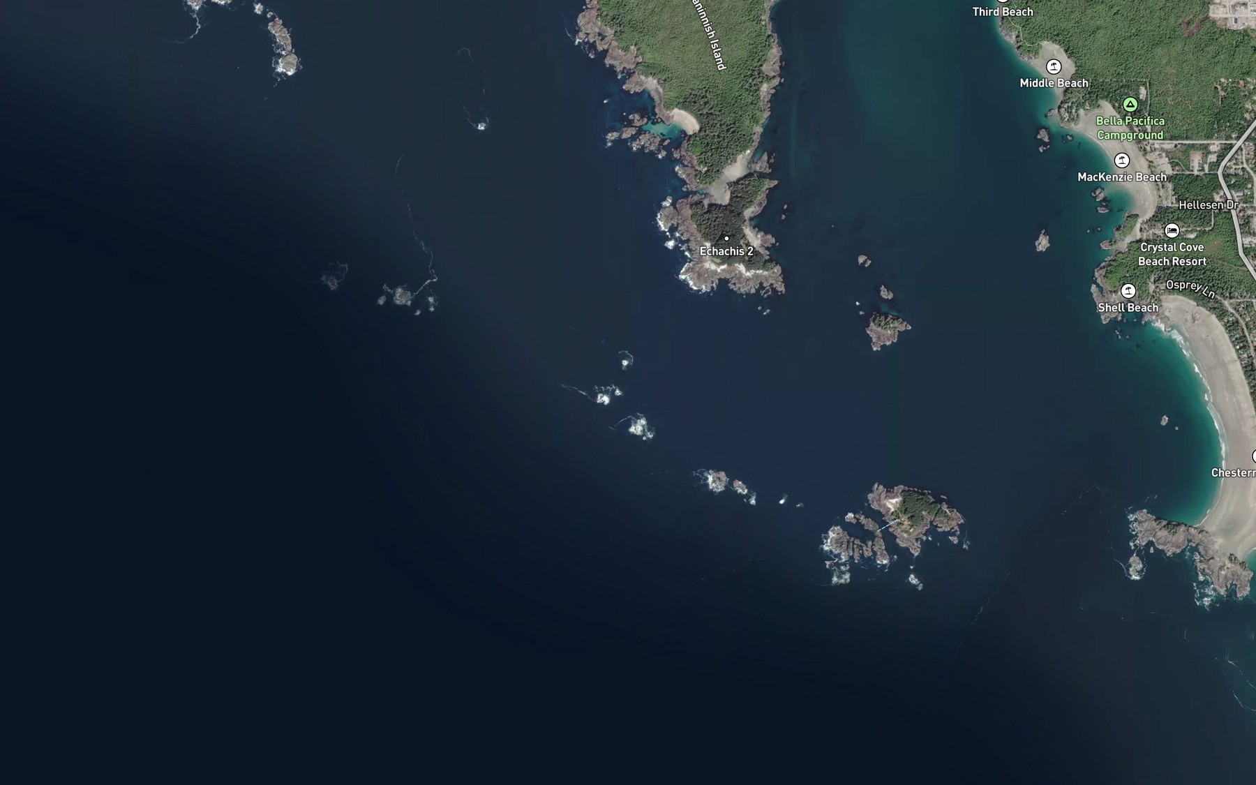 Satellite map of the Surprise Reef