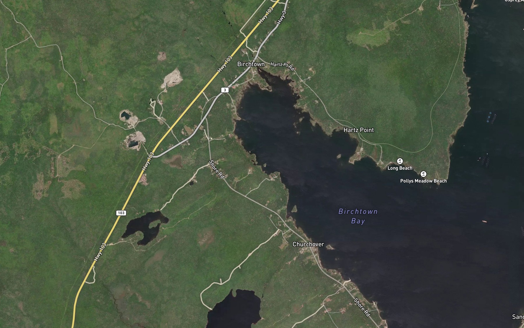 Satellite map of the Pauls Cove