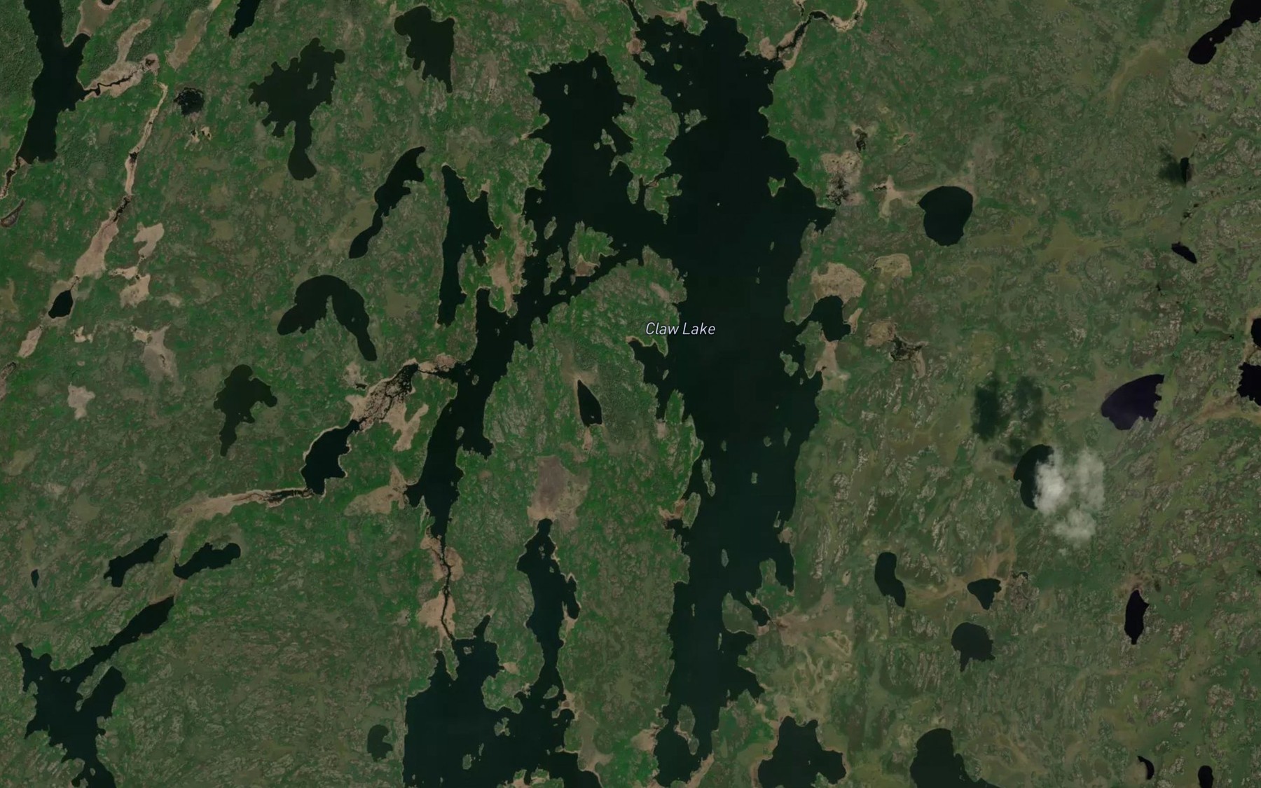 Satellite map of the Claw Lake