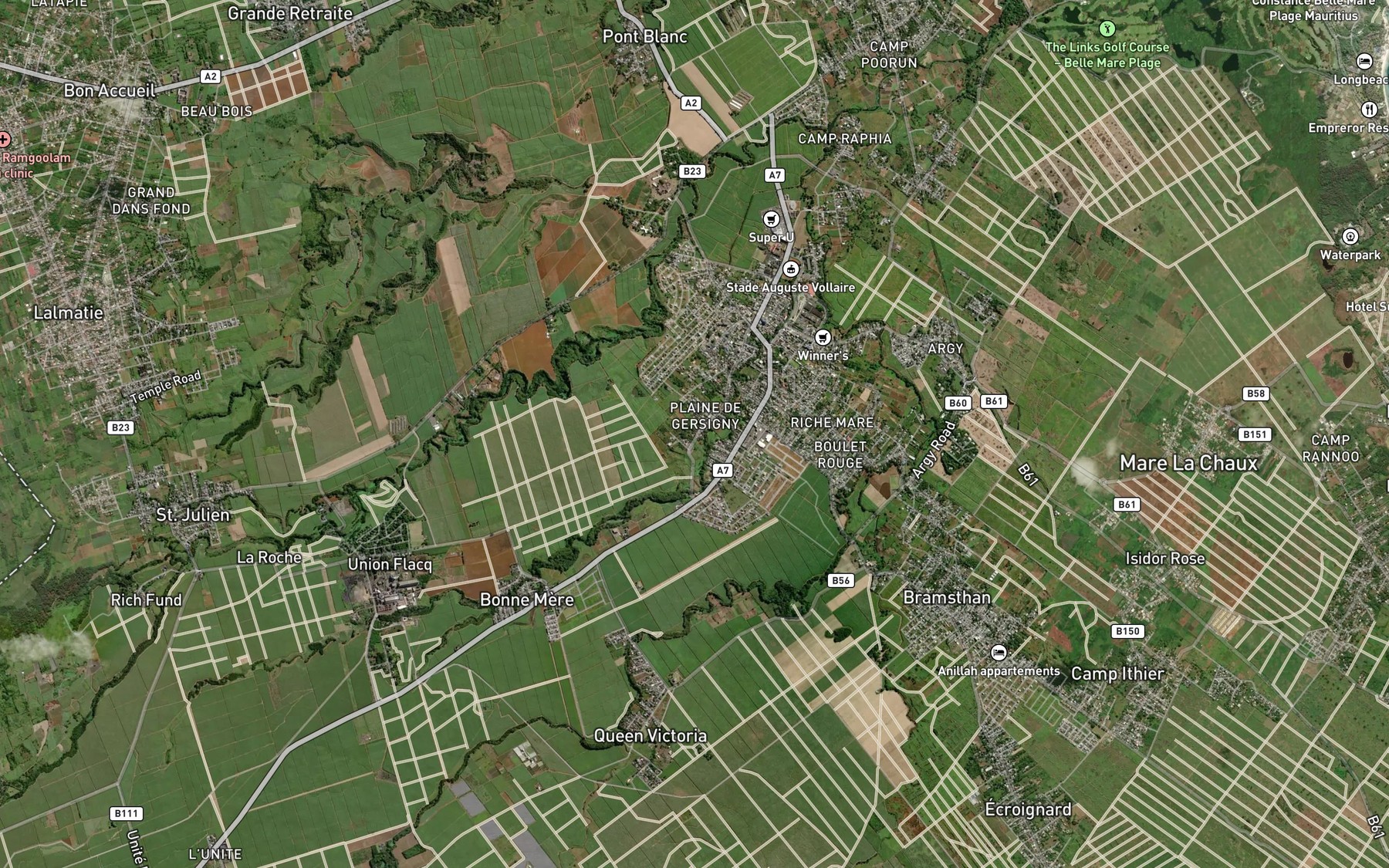 Satellite map of the Riviere Sarcettes