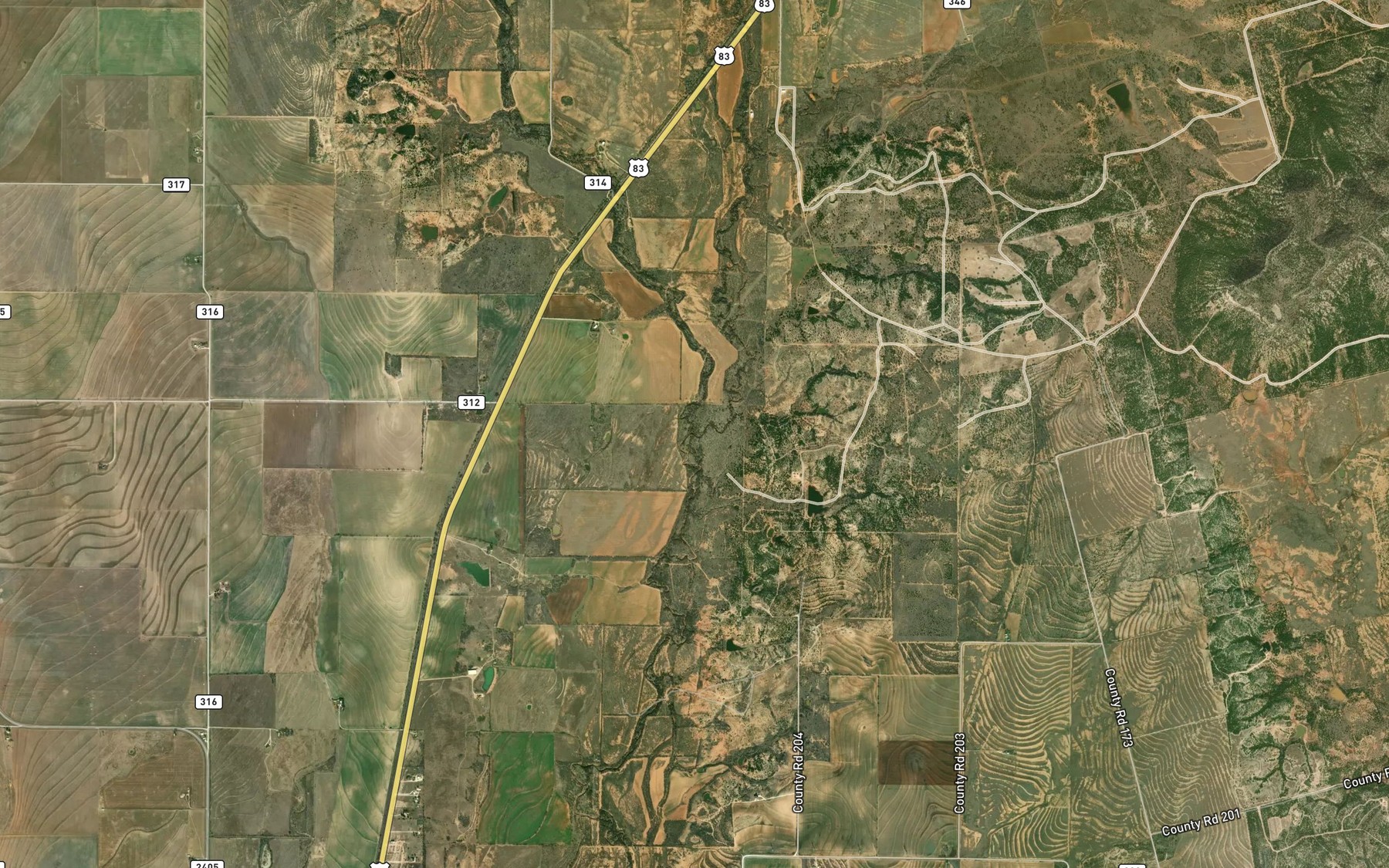 Satellite map of the Mill Creek