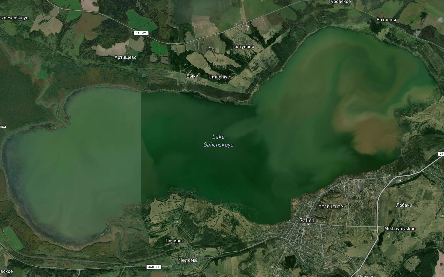 Satellite map of the Galichskoye Ozero