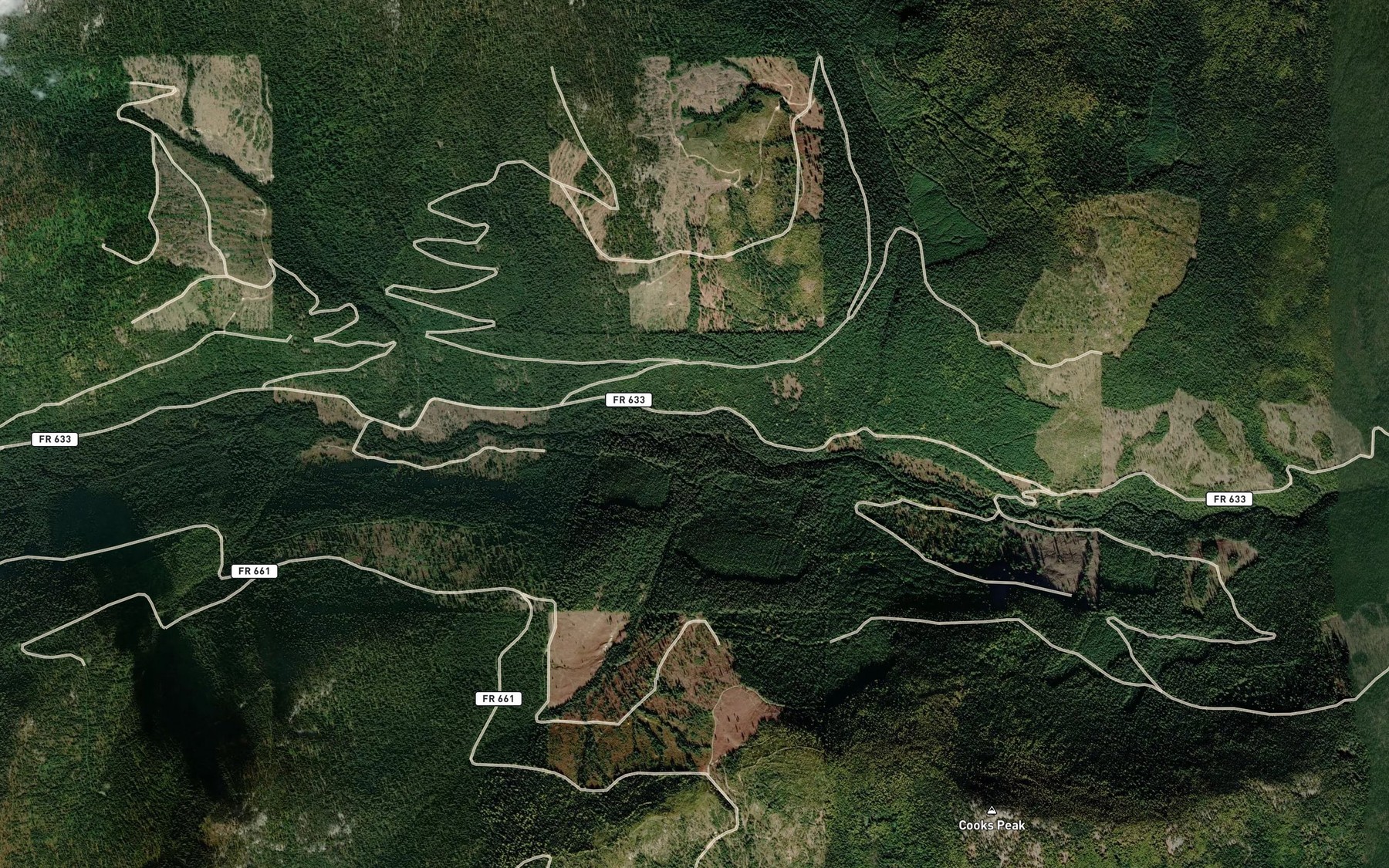 Satellite map of the Cooks Creek