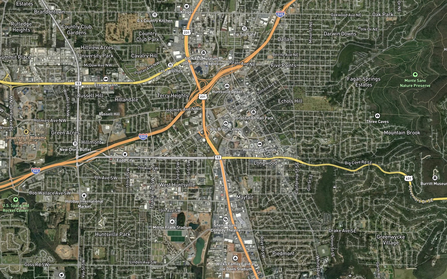 Satellite map of the Pinhook Creek