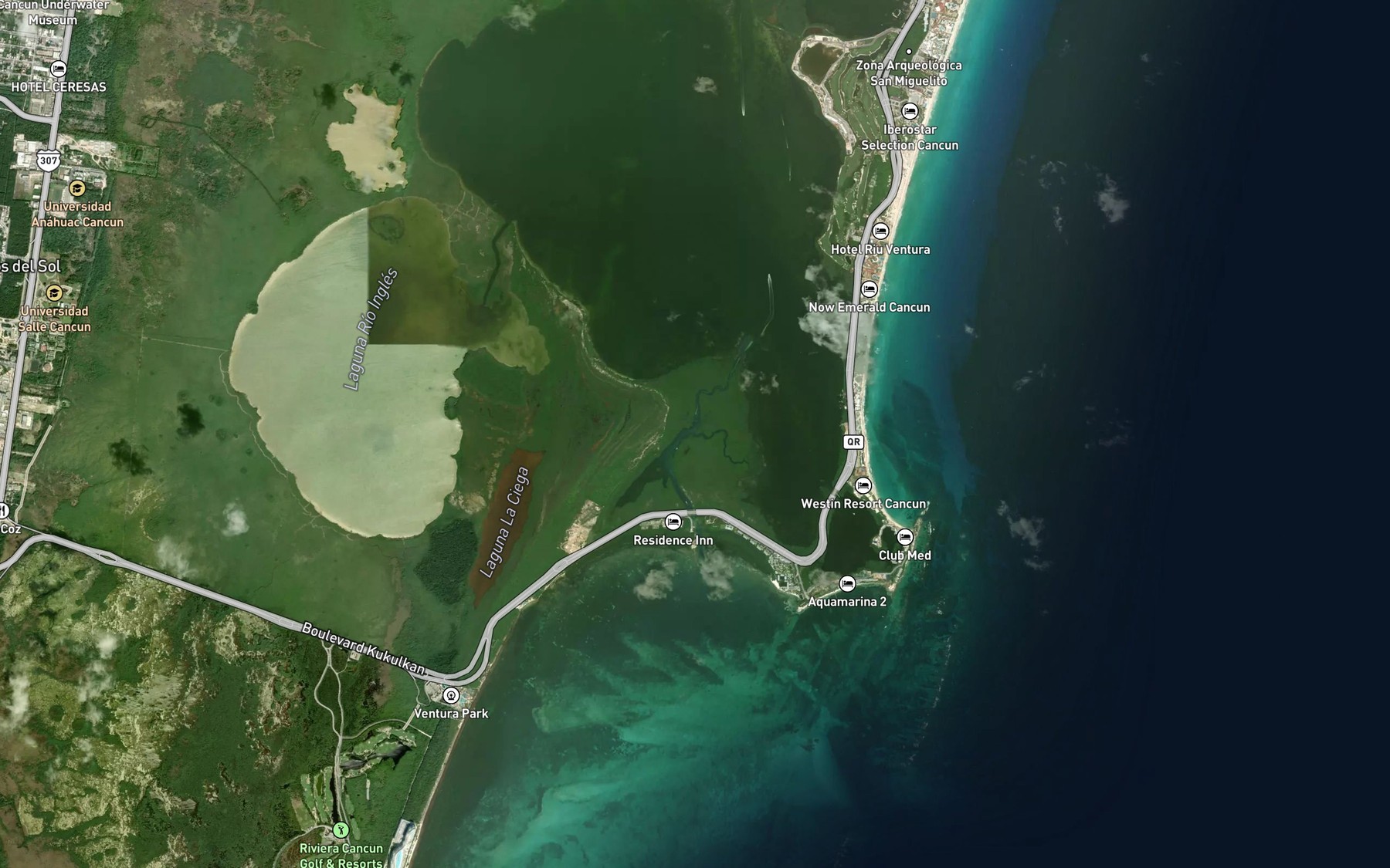 Satellite map of the Arroyo Nizuc