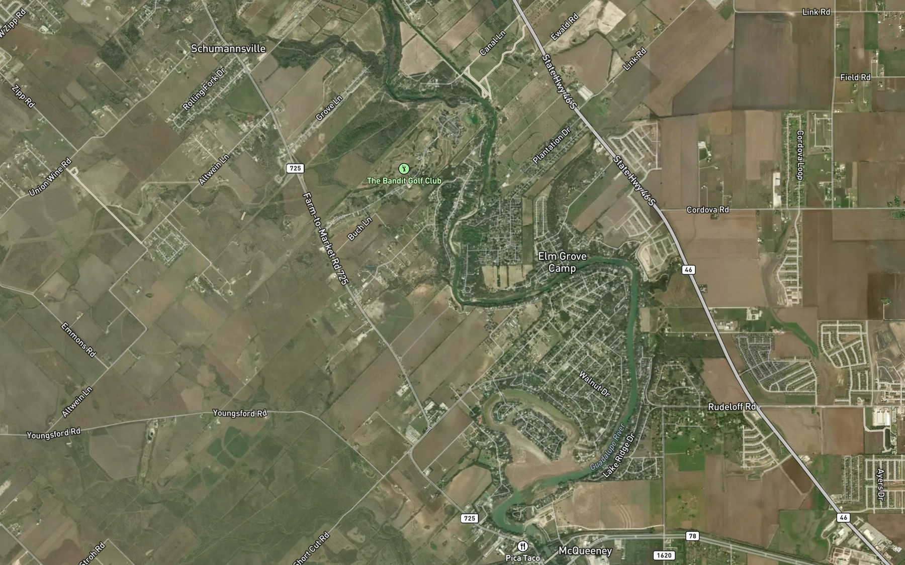 Satellite map of the Long Creek