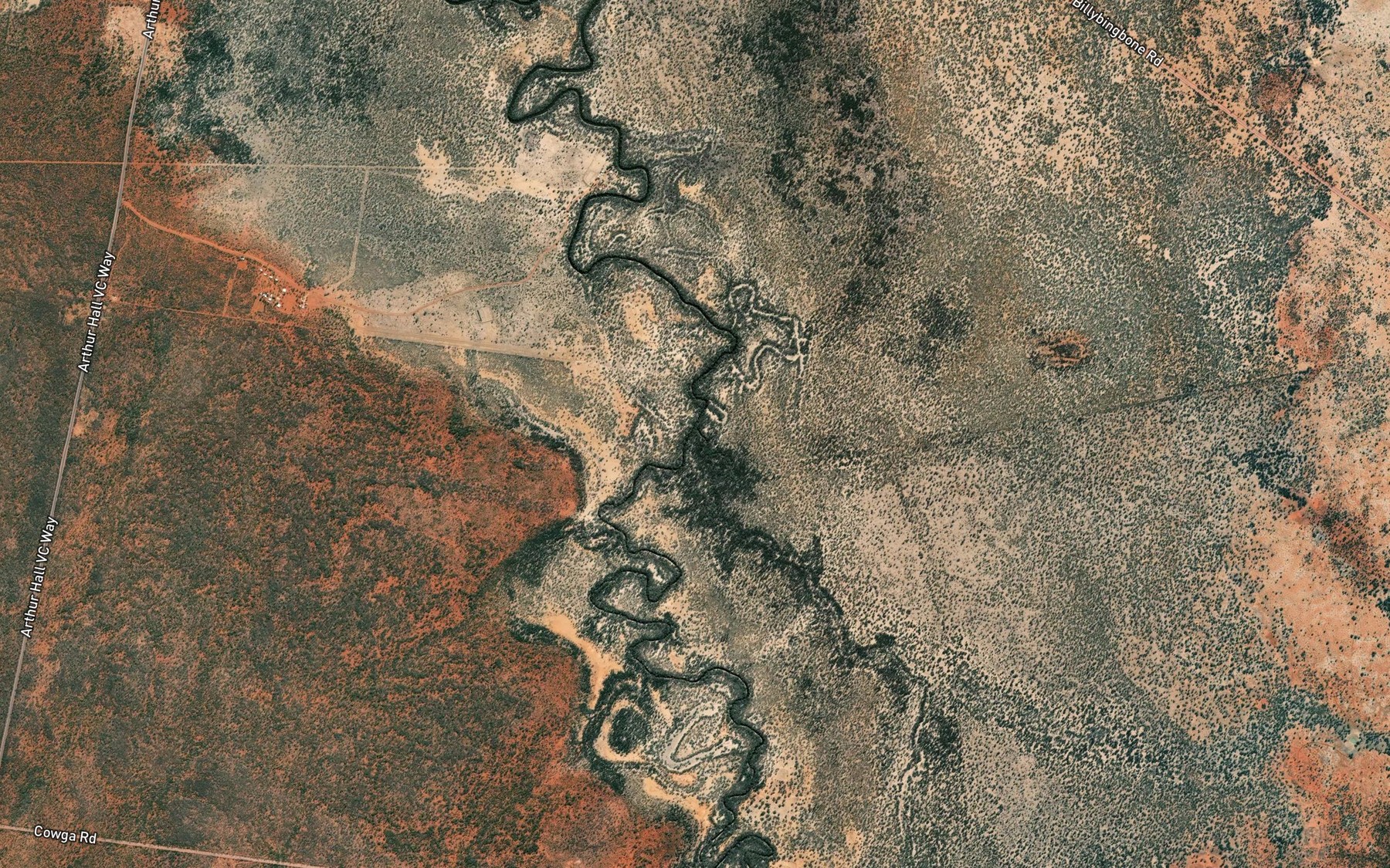 Satellite map of the Bywash Billabong