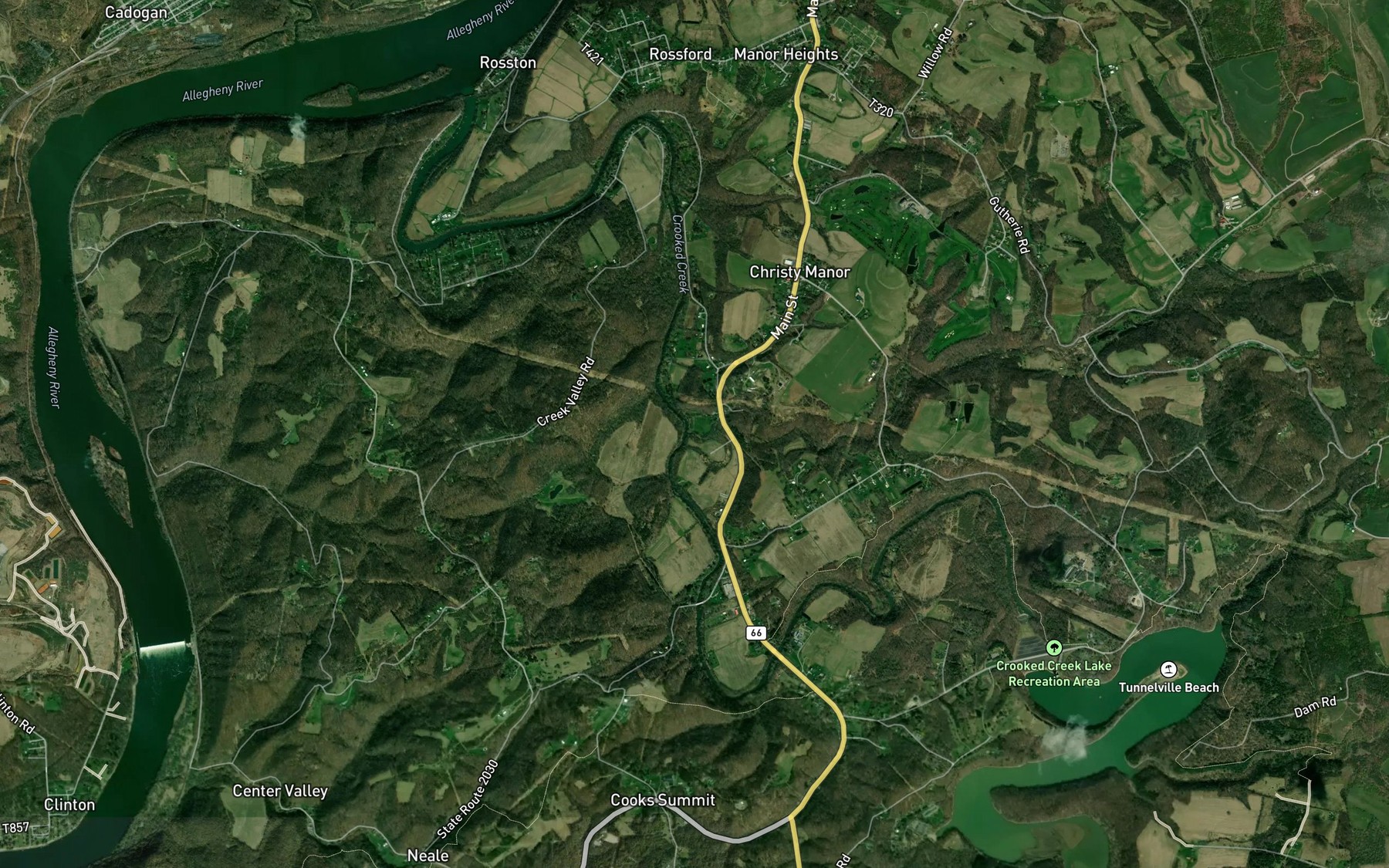 Satellite map of the Campbell Run