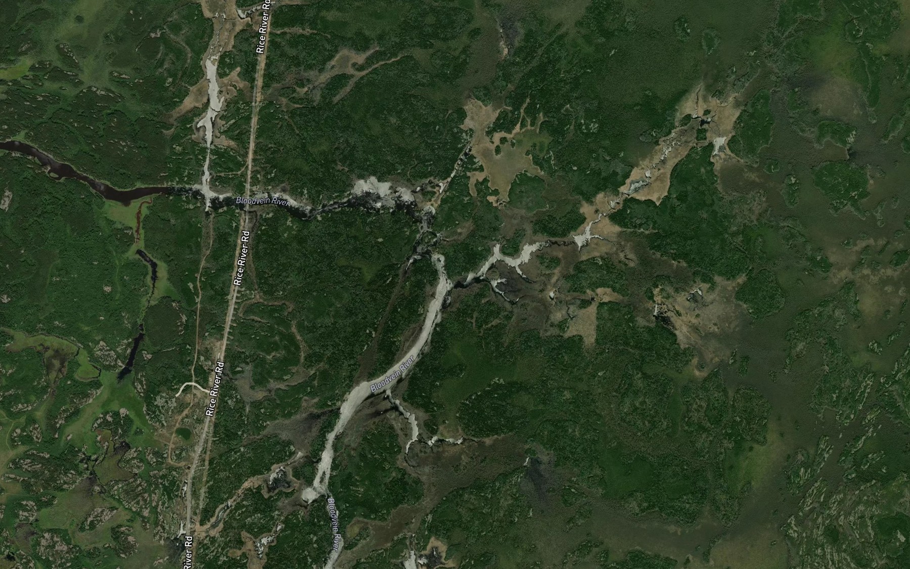 Satellite map of the Kaneeshotekwayak Creek