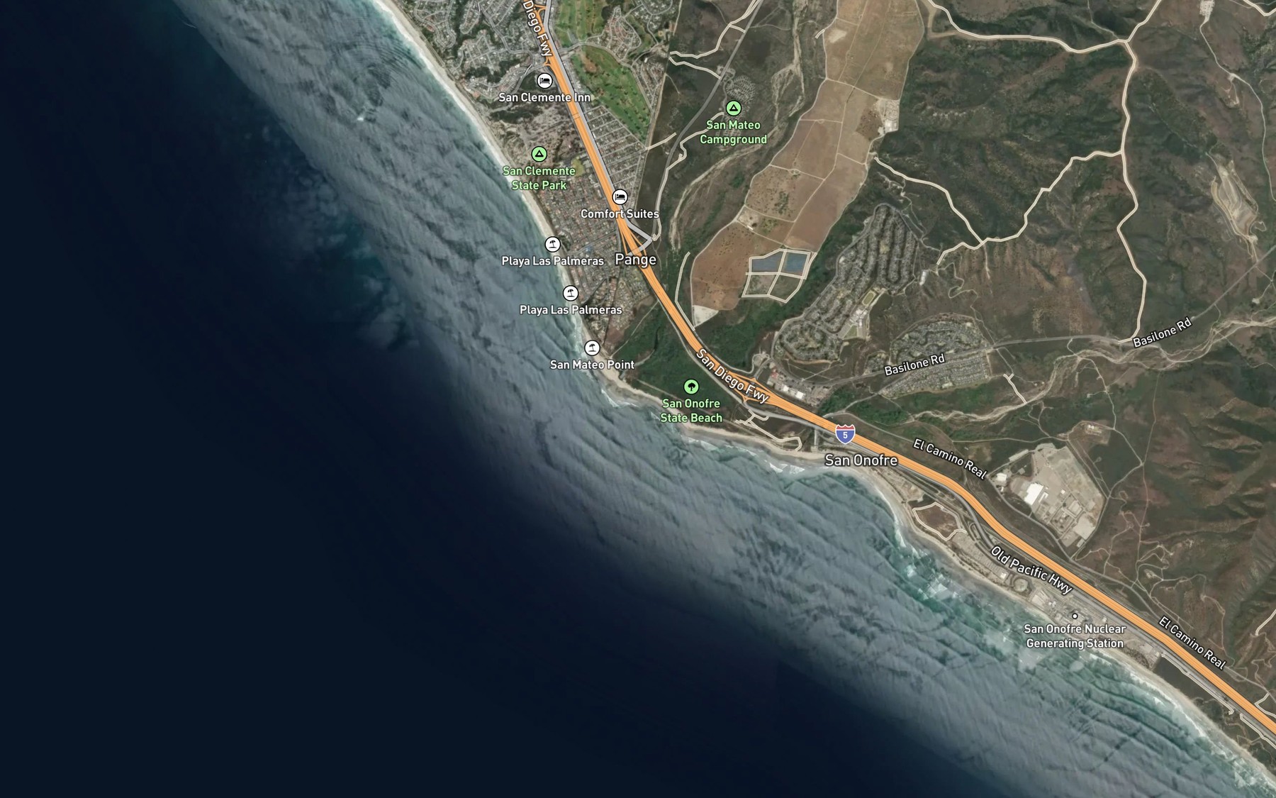 Satellite map of the San Mateo Creek