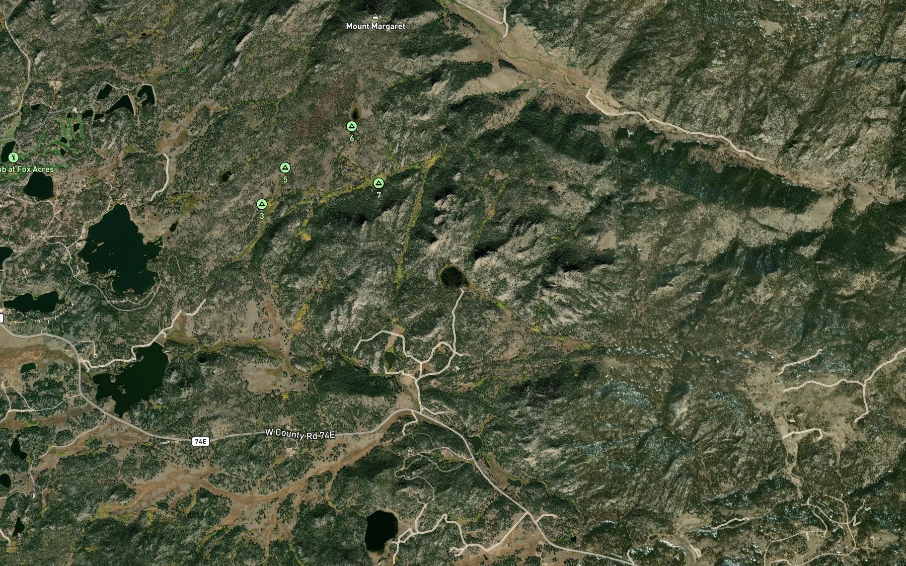 Satellite map of the Windy Gap Lake