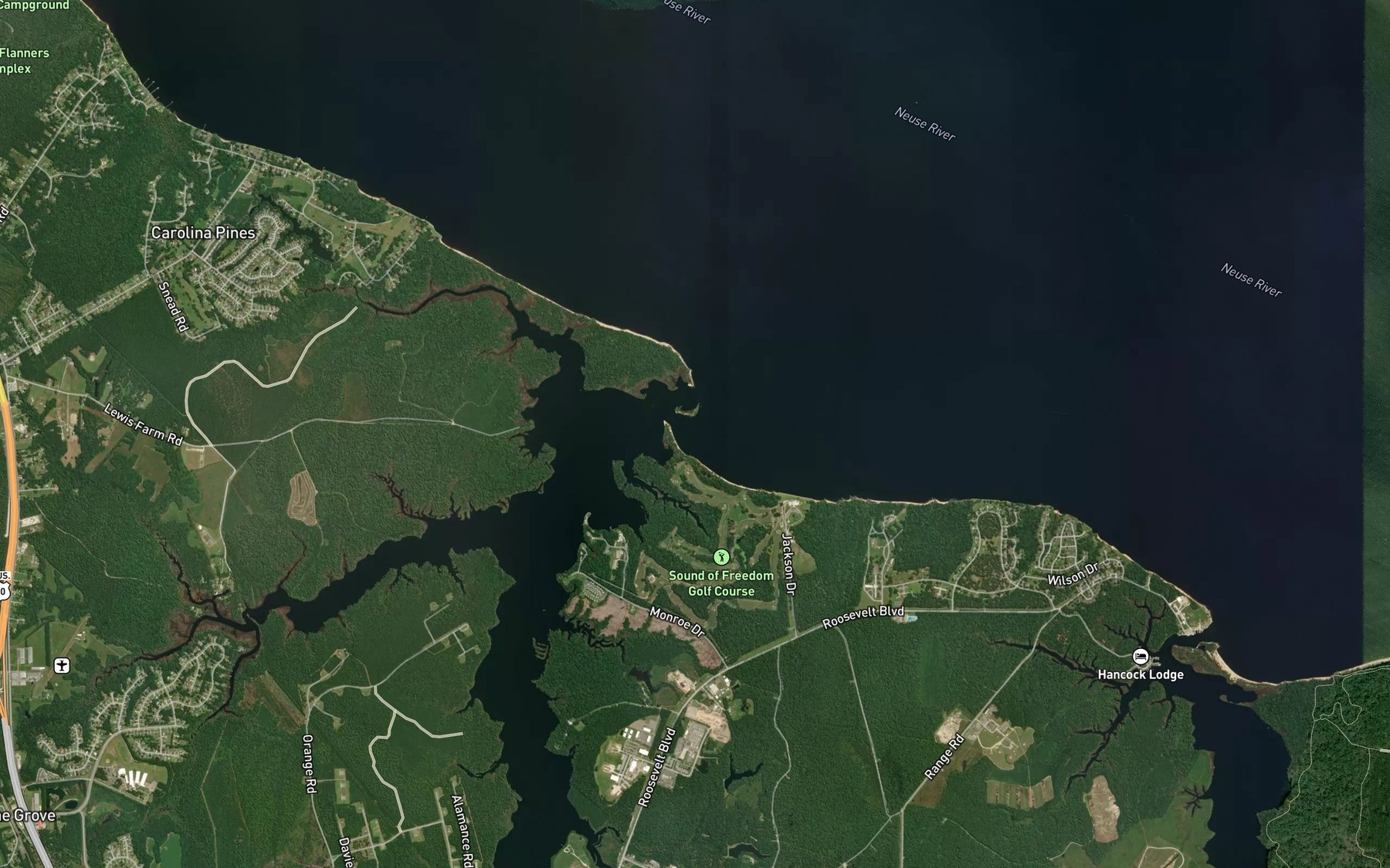 Satellite map of the Slocum Creek