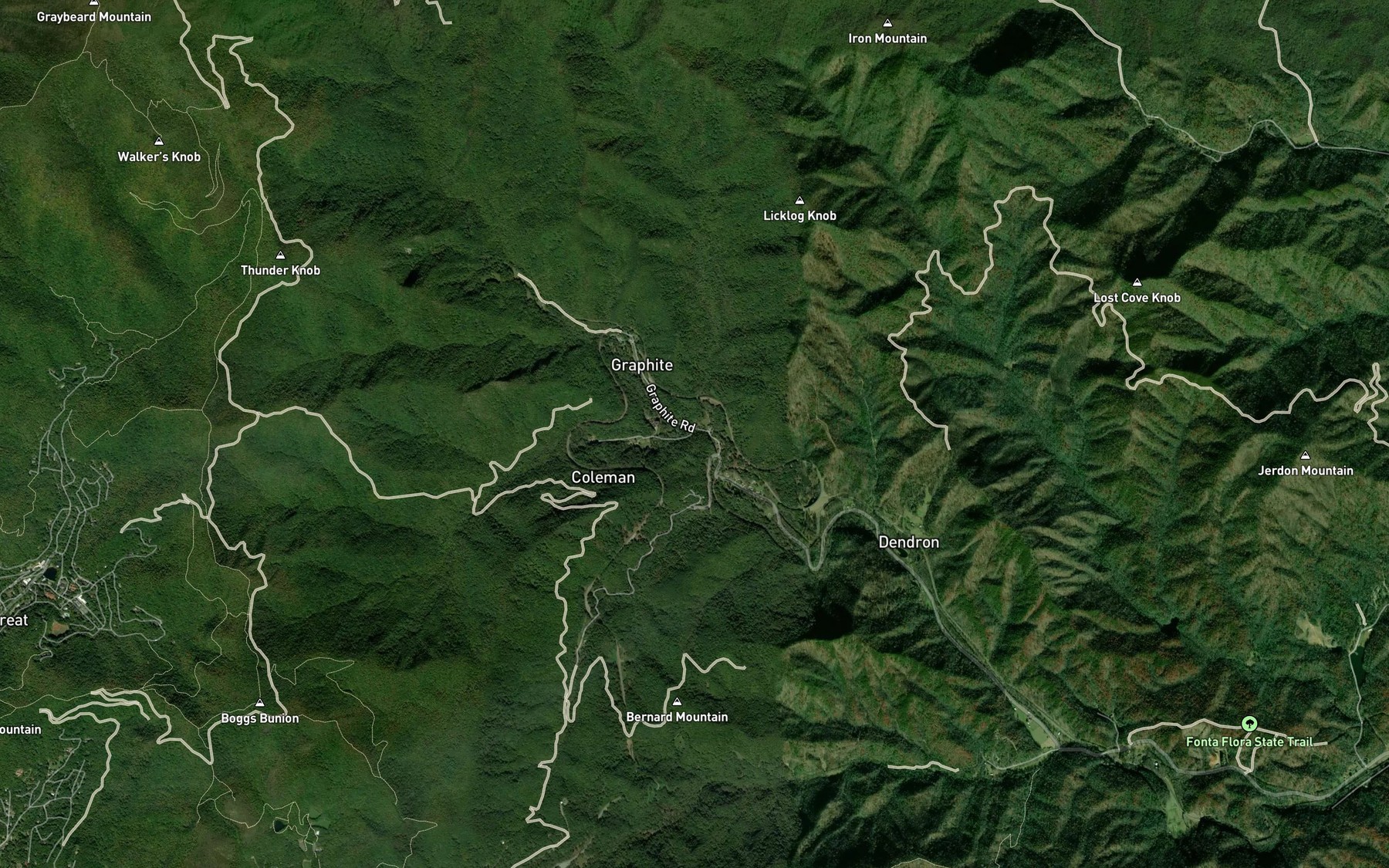 Satellite map of the Parris Creek