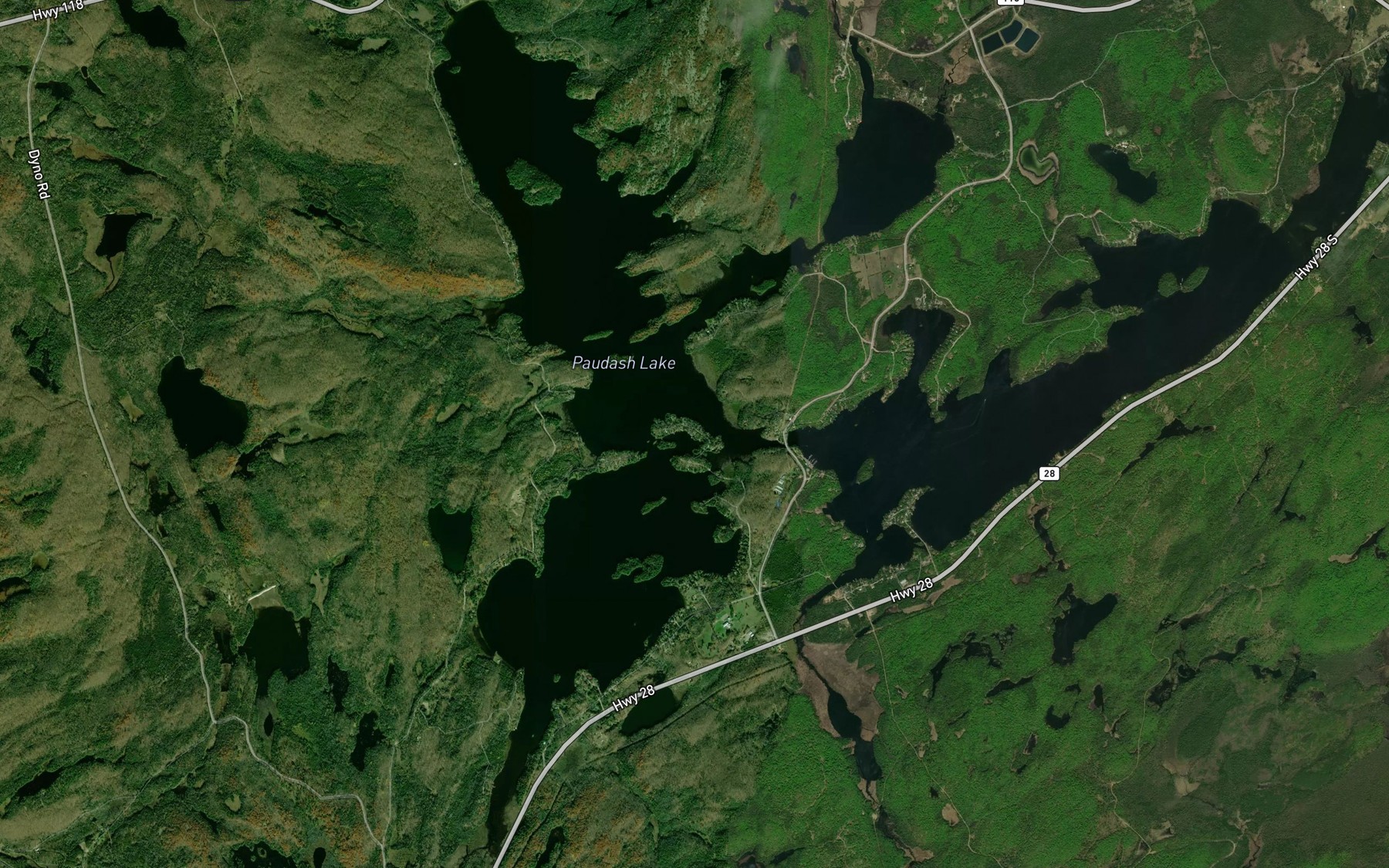 Satellite map of the Paudash Lake