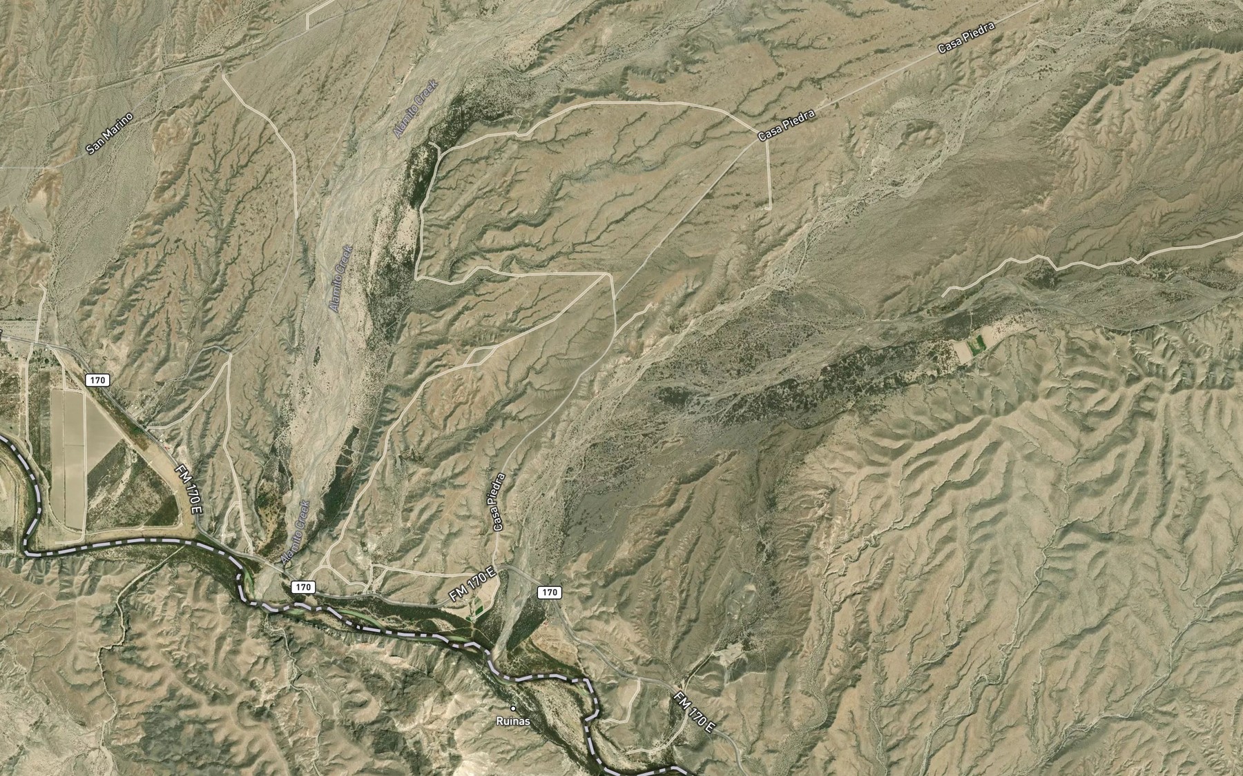 Satellite map of the Black Hills Creek